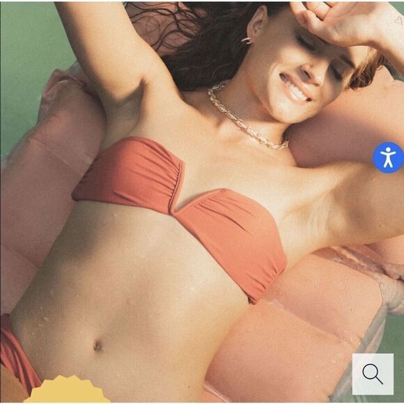 Andie Swim SCALA Strapless bikini top LIMITED EDITION COLOR PUNCH PINK Sz M NWT - Picture 2 of 13